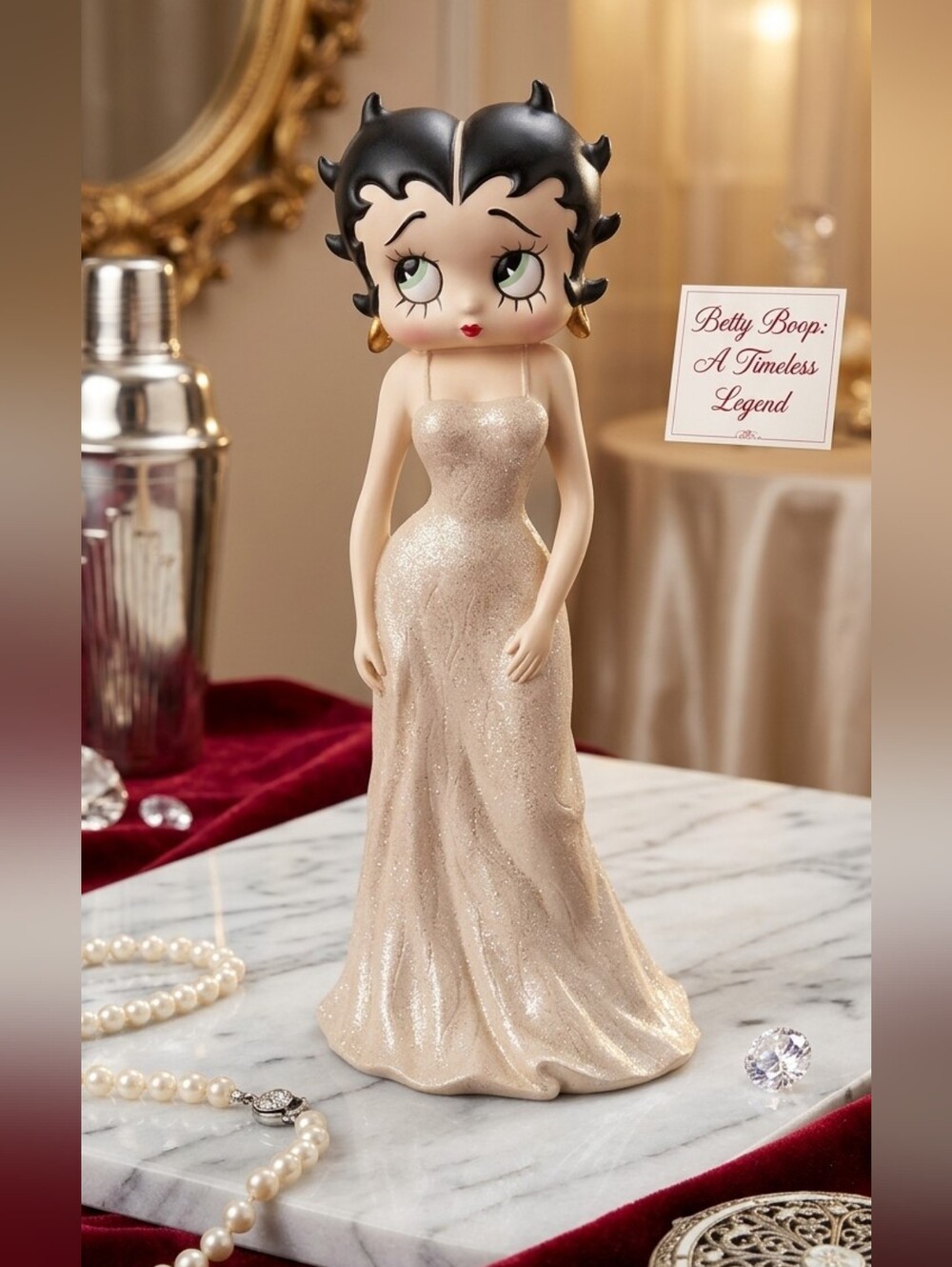 ​Vintage 2001 Westland Giftware Betty Boop Figurine - Elegant Cream Shimmer Gown